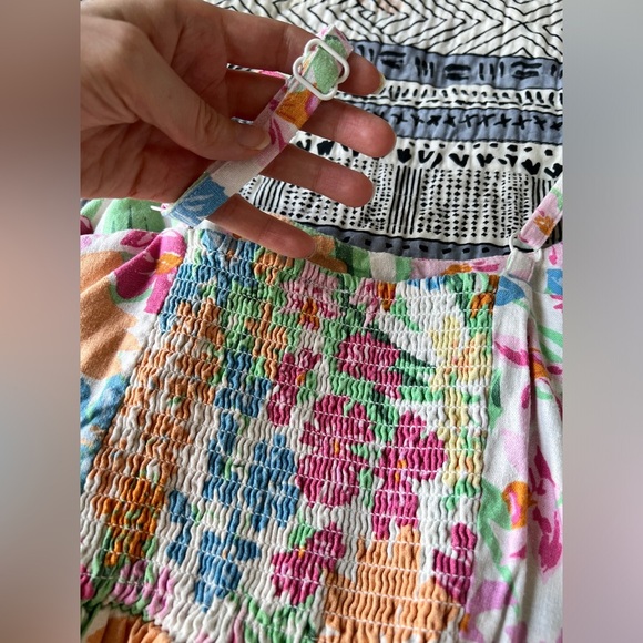 Old Navy Floral Linen Mini Dress Fit & Flare Euro Summer Multicolor Garden Girl - Picture 8 of 11